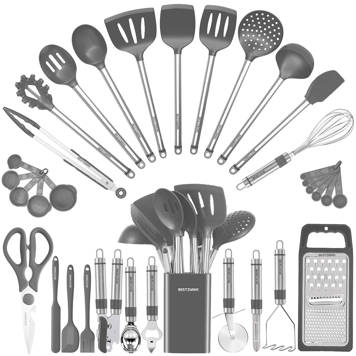 Kitchen Utensil Set, 33 Kitchen Gadgets & Spoons for Nonstick cookware