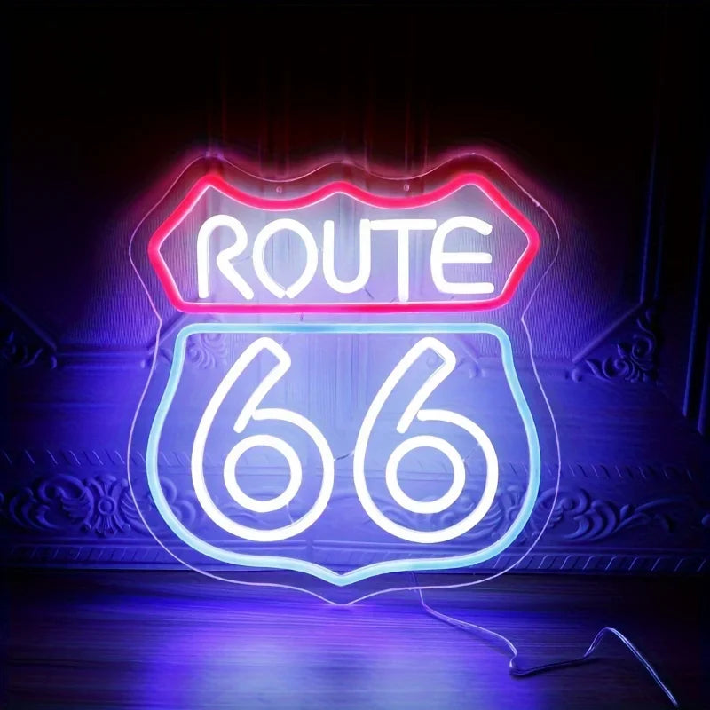 Historic Route 66 Neon Sign Neon Lights man cave bedroom office home decor