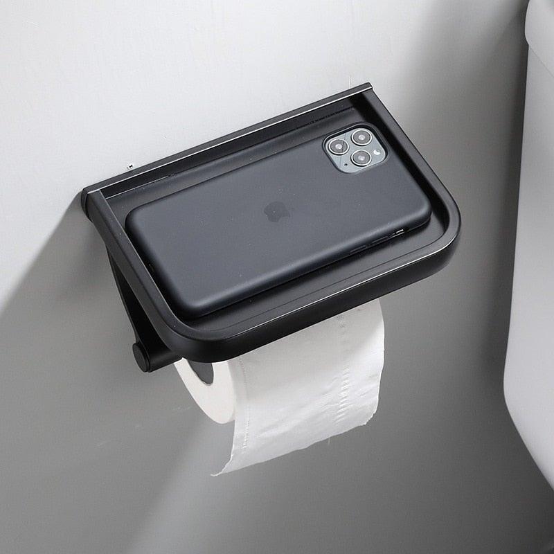 NEW: Stainless steel toilet paper holder with Shelf Wall Mounted Modern Paper Towel Adapter