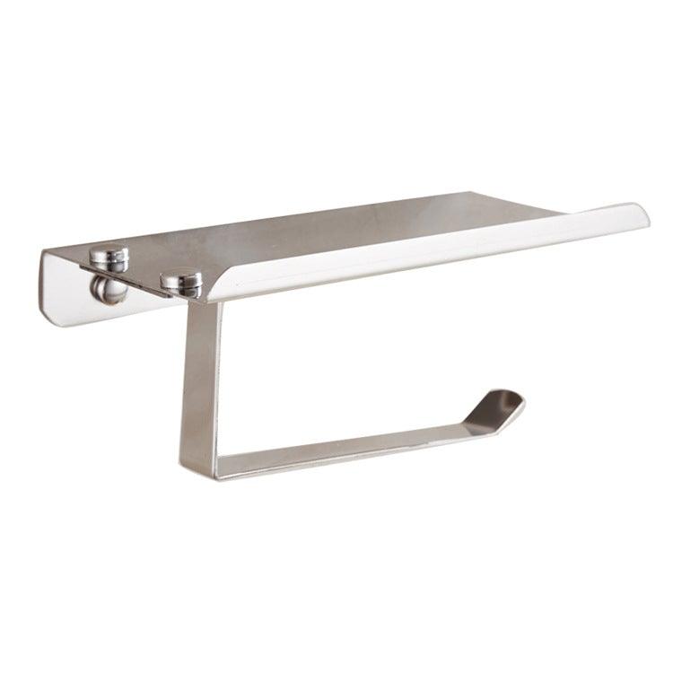 Stainless Steel Bathroom Toilet Paper Holder Wall Mount Roll Holder With Phone Shelf Brushed Finished