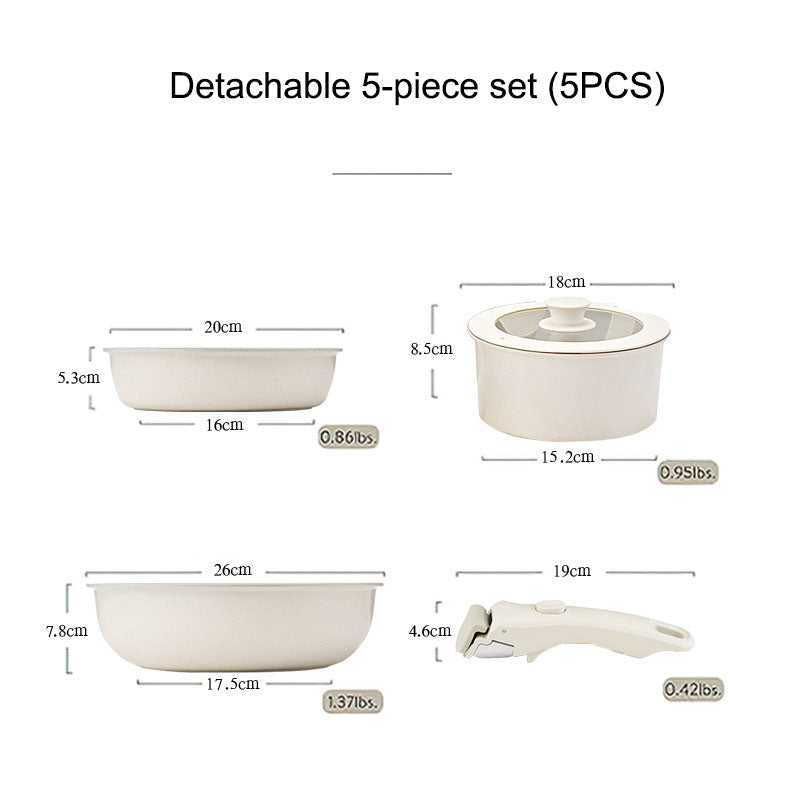 Detachable cookware set, pot, wheat rice stone, flat bottomed , household handle