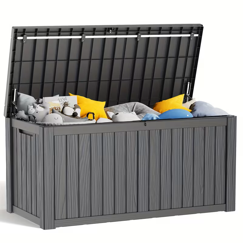 75 Gallon Heavy-Duty Outdoor Deck Box – Waterproof Patio Storage Box with Hinged Lid, Lockable