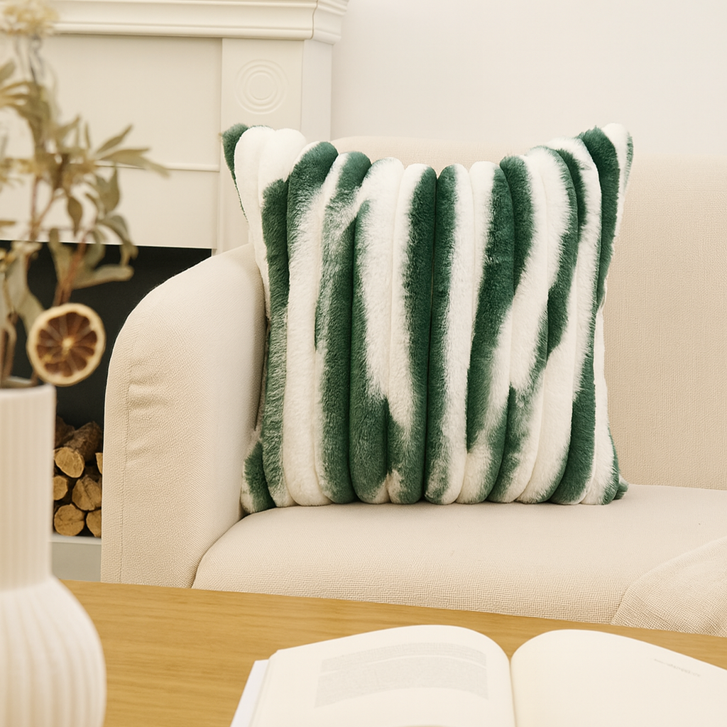 18"x18" Ribbed Ombre Faux Fur Pillow 5 Colors – Ultra-Soft Textured Accent Insert Included