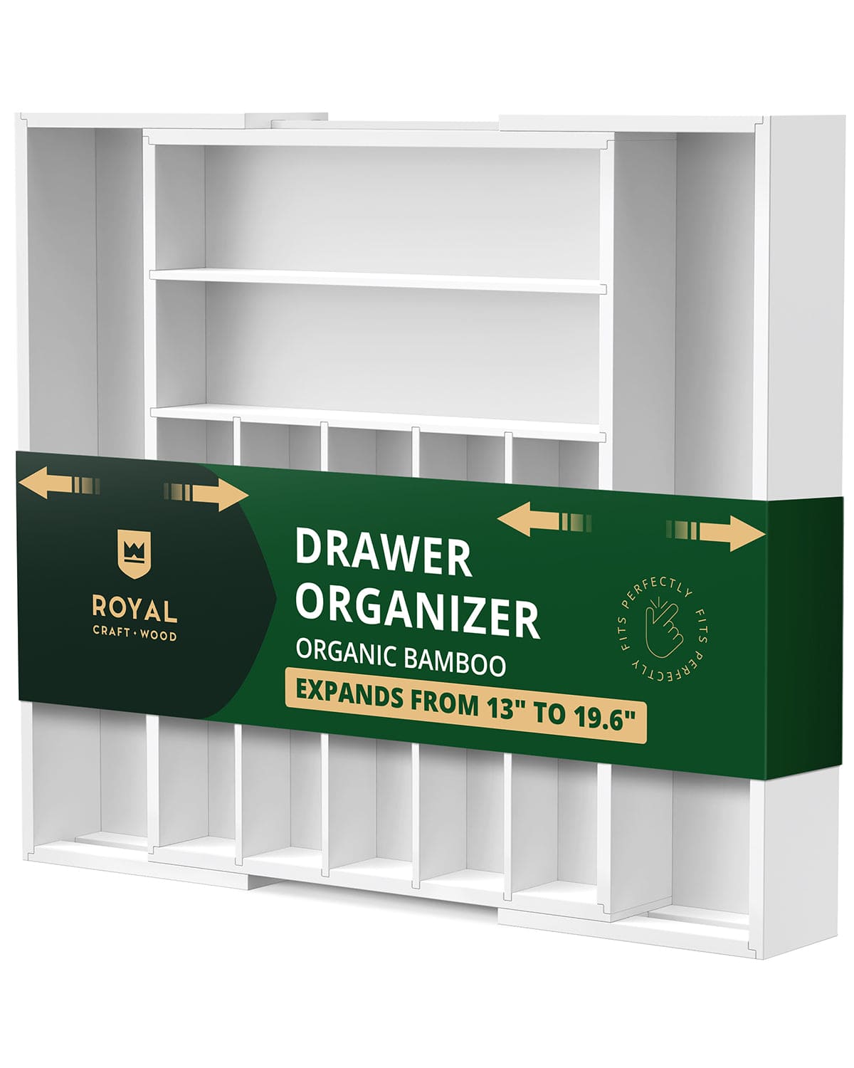 Silverware Drawer Organizer, White (9 Slots)