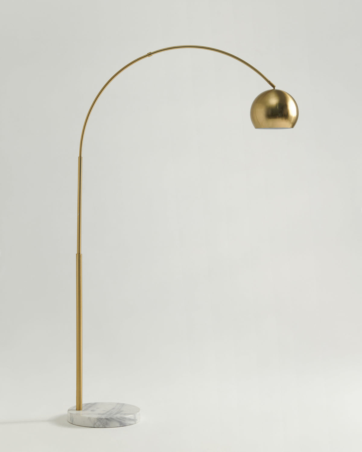 Olivia Floor Lamp with a marble base, arching swoop graceful