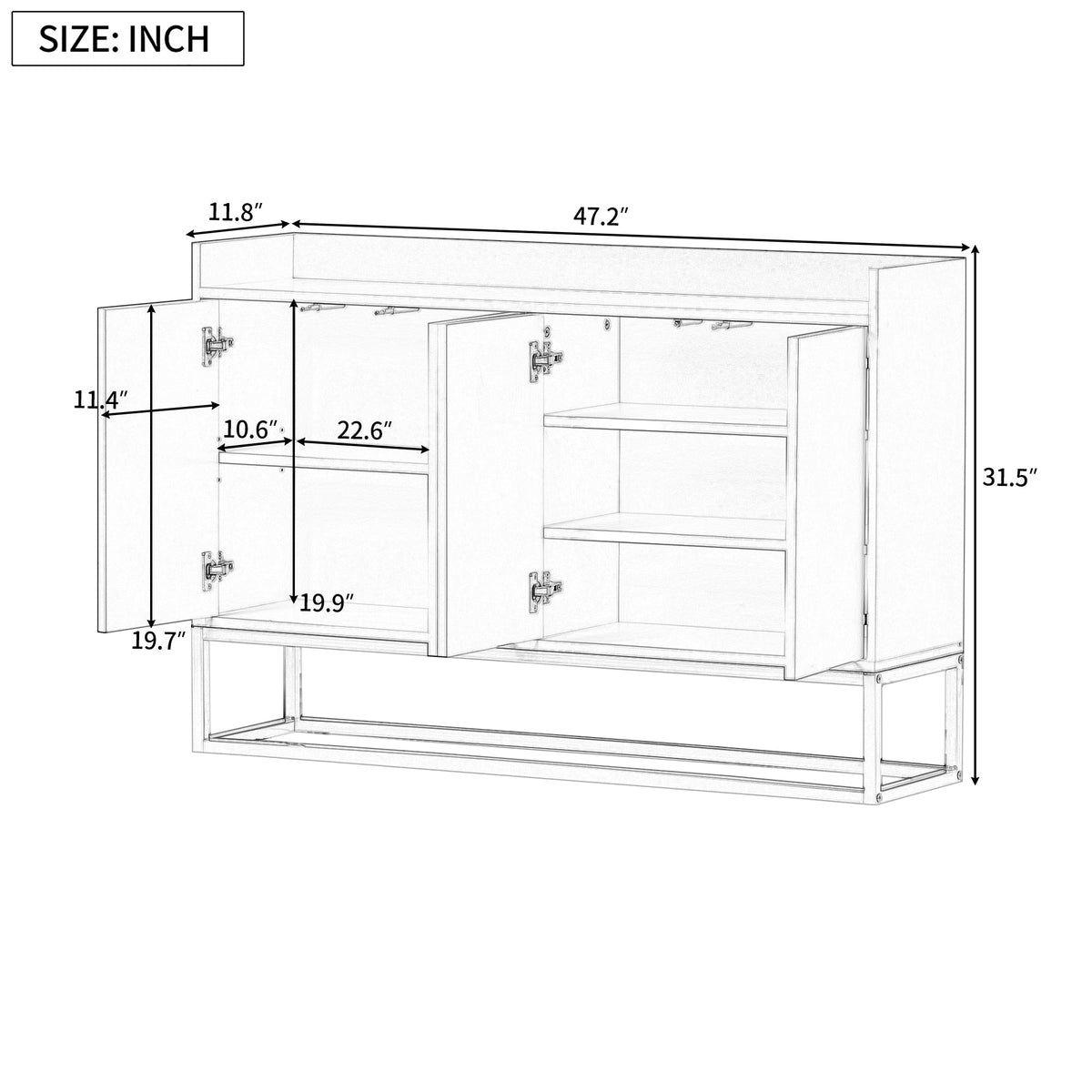 TREXM Modern Sideboard Elegant Buffet Cabinet with Large Storage Space