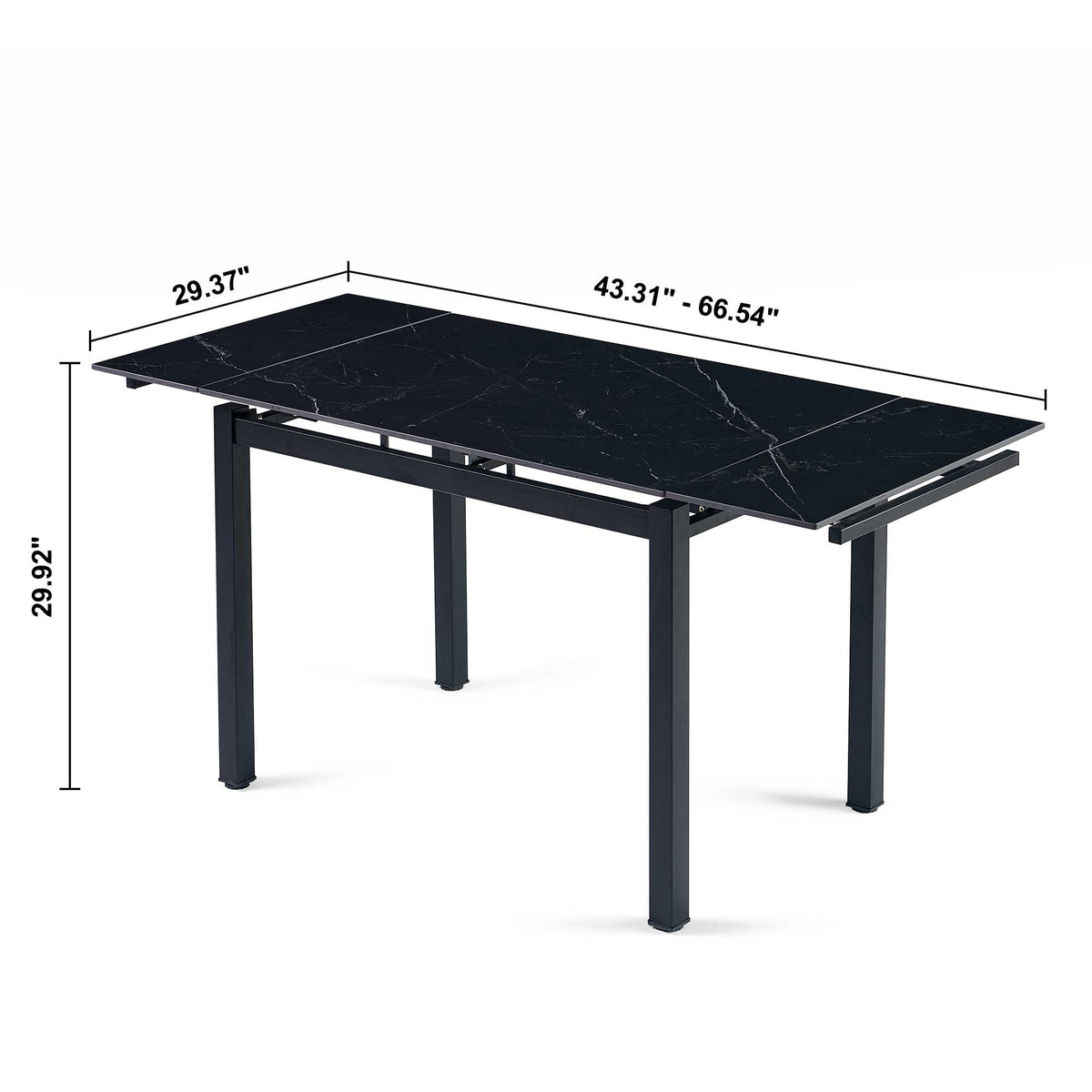 Black Ceramic Modern Rectangular Expandable Dining Room Table For Small Space -Table