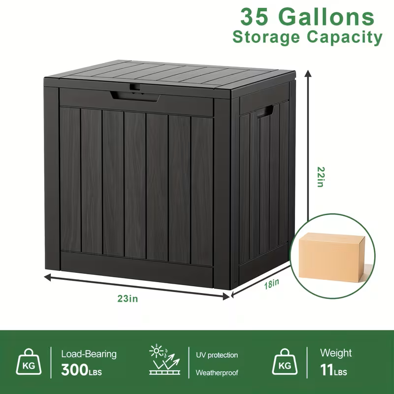 75 Gallon Heavy-Duty Outdoor Deck Box – Waterproof Patio Storage Box with Hinged Lid, Lockable