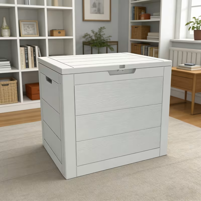 75 Gallon Heavy-Duty Outdoor Deck Box – Waterproof Patio Storage Box with Hinged Lid, Lockable