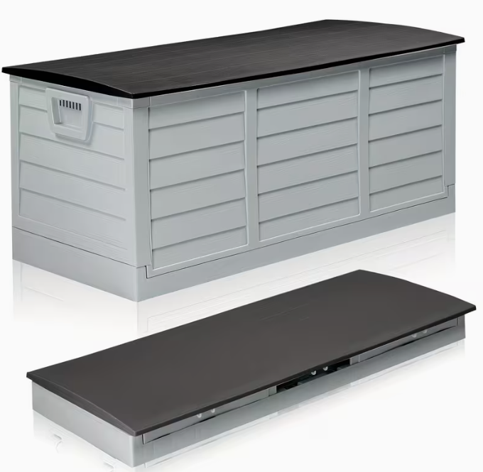 75 Gallon Heavy-Duty Outdoor Deck Box – Waterproof Patio Storage Box with Hinged Lid, Lockable
