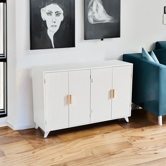 Sideboard Buffet cabinet with 4 doors and removable shelves, ivory white