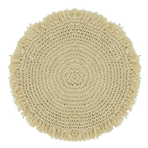 Fennco Styles Macrame Round Placemats for Home, Dining Room, 2 pack