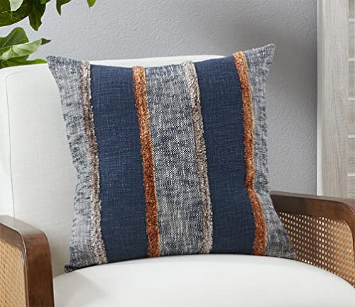 Fennco Styles Stripe Tufted Cotton Decorative Throw pillow 100% cotton