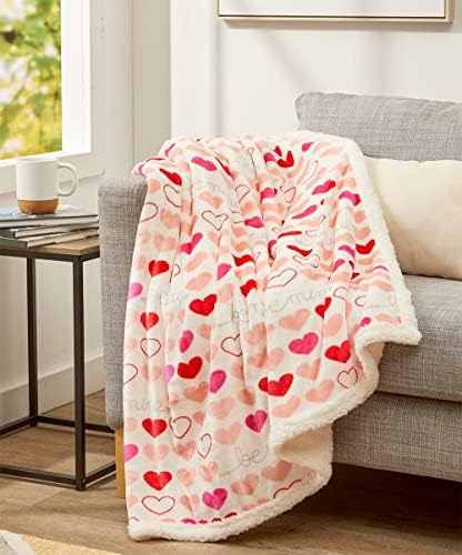 FAITH, HOPE, LOVE HOME DÉCOR Heart Throw Blanket – Ultra Soft Microplush 50"x60" | Washable