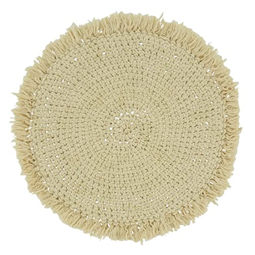 Fennco Styles Macrame Round Placemats for Home, Dining Room, 2 pack