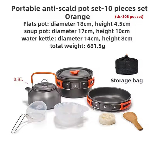 1-3 Person Camping Cookware Set: Light, Portable Pot & Pan, Carrying Bag, Ideal for Outdoor Trips