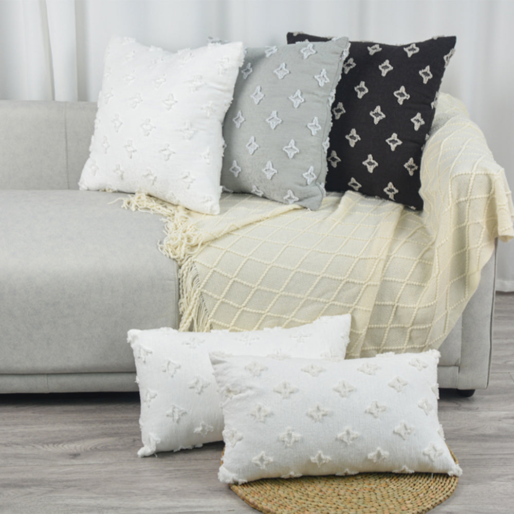 12''x20'' tufted daisy or floral stitch design boho chic lumbar & accent pillow | insert included