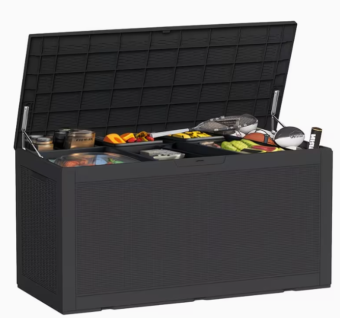 75 Gallon Heavy-Duty Outdoor Deck Box – Waterproof Patio Storage Box with Hinged Lid, Lockable
