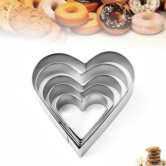 heart shaped Pastry Cutters set of 5 different sizes for multiple holiday celebrations
