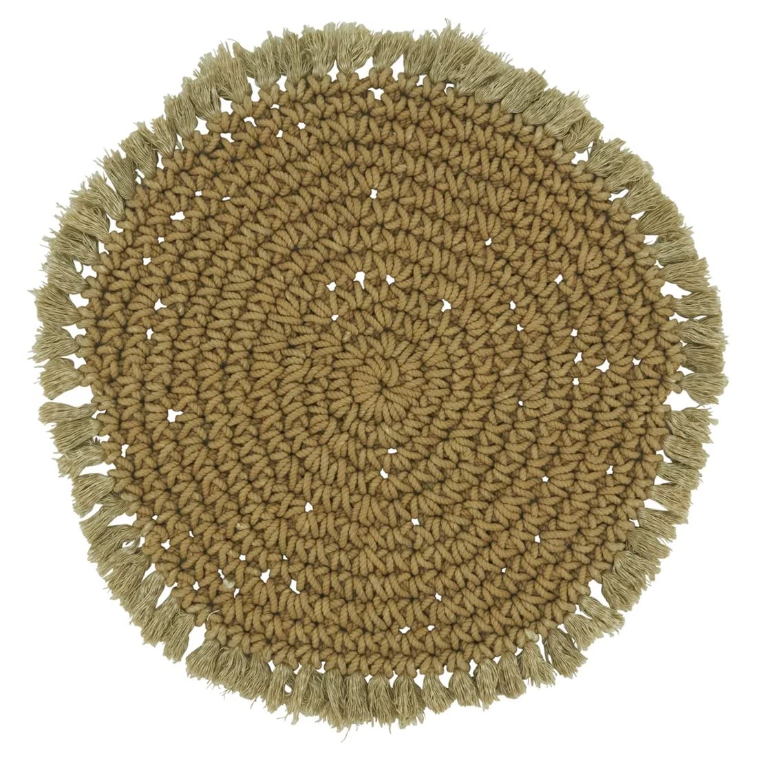 Fennco Styles Macrame Round Placemats for Home, Dining Room, 2 pack