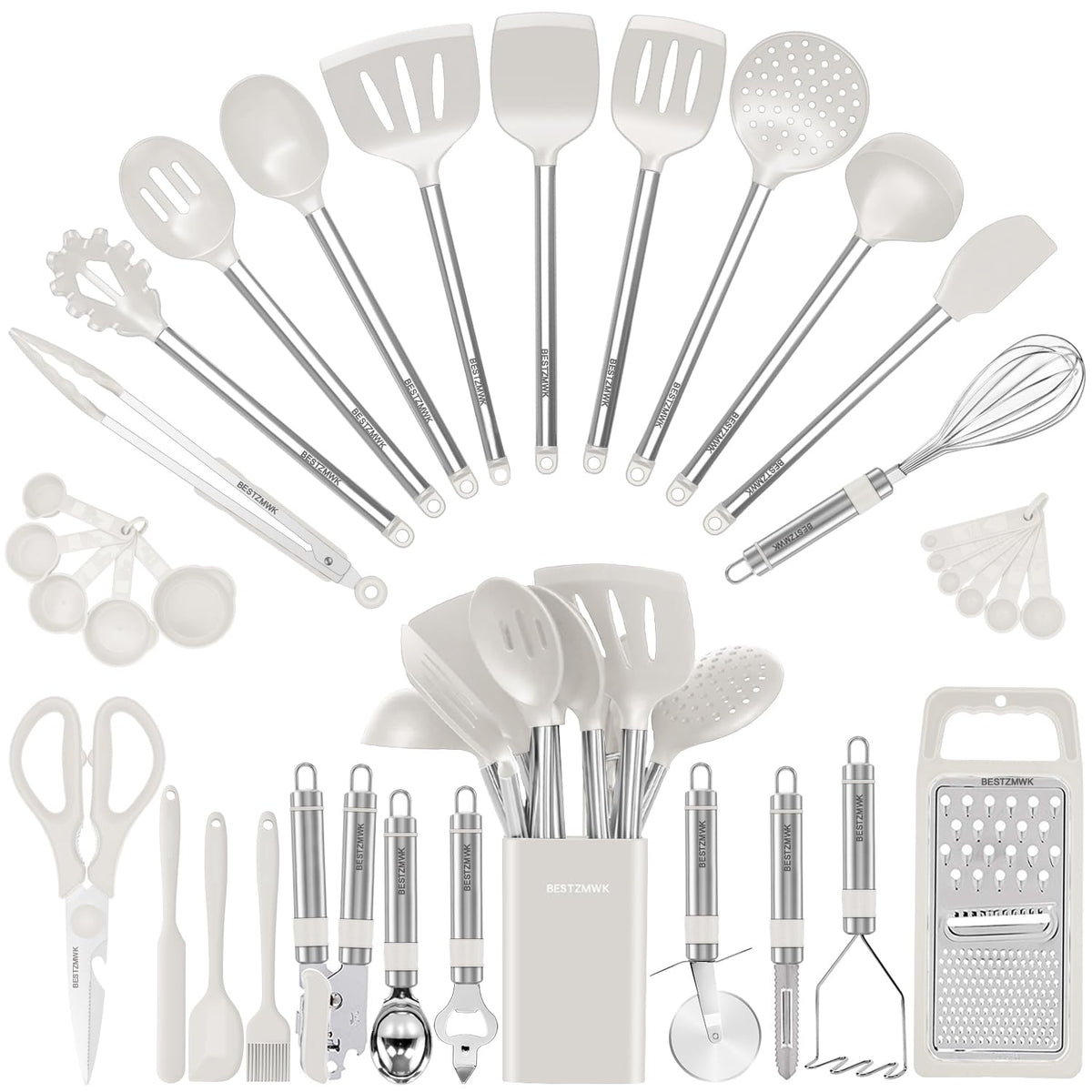 Kitchen Utensil Set, 33 Kitchen Gadgets & Spoons for Nonstick cookware