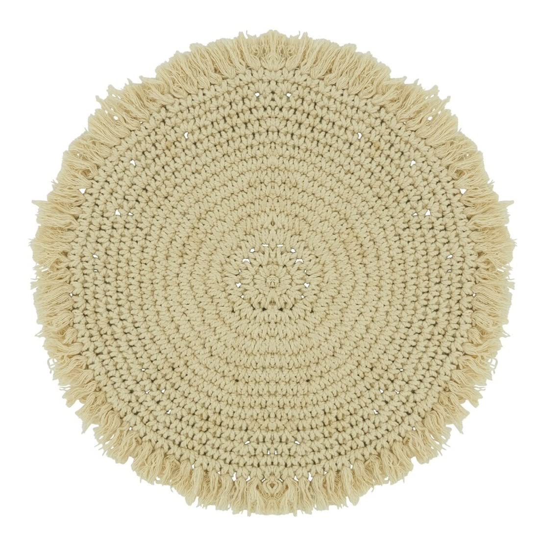 Fennco Styles Macrame Round Placemats for Home, Dining Room, 2 pack