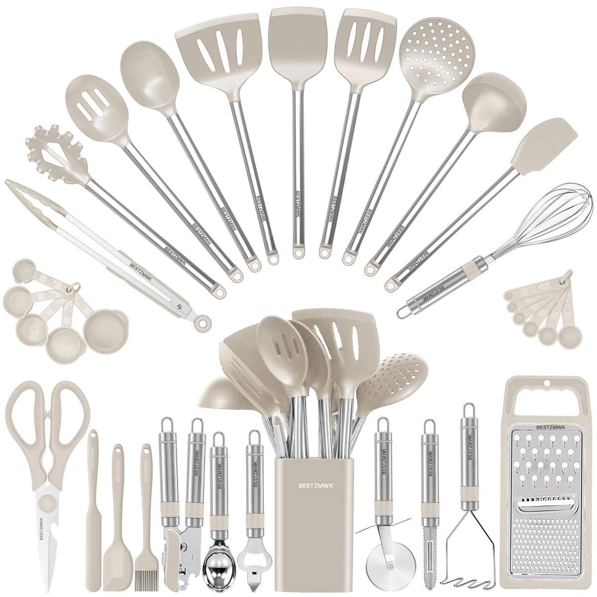 Kitchen Utensil Set, 33 Kitchen Gadgets & Spoons for Nonstick cookware