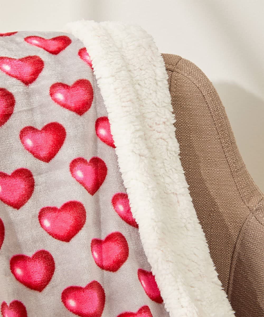 FAITH, HOPE, LOVE HOME DÉCOR Heart Throw Blanket – Ultra Soft Microplush 50"x60" | Washable