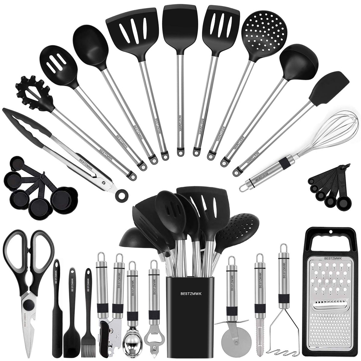 Kitchen Utensil Set, 33 Kitchen Gadgets & Spoons for Nonstick cookware