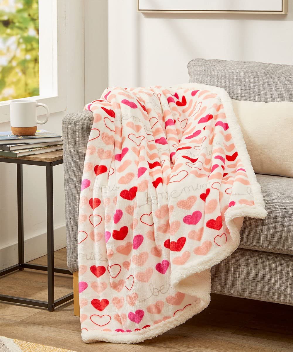 FAITH, HOPE, LOVE HOME DÉCOR Heart Throw Blanket – Ultra Soft Microplush 50"x60" | Washable