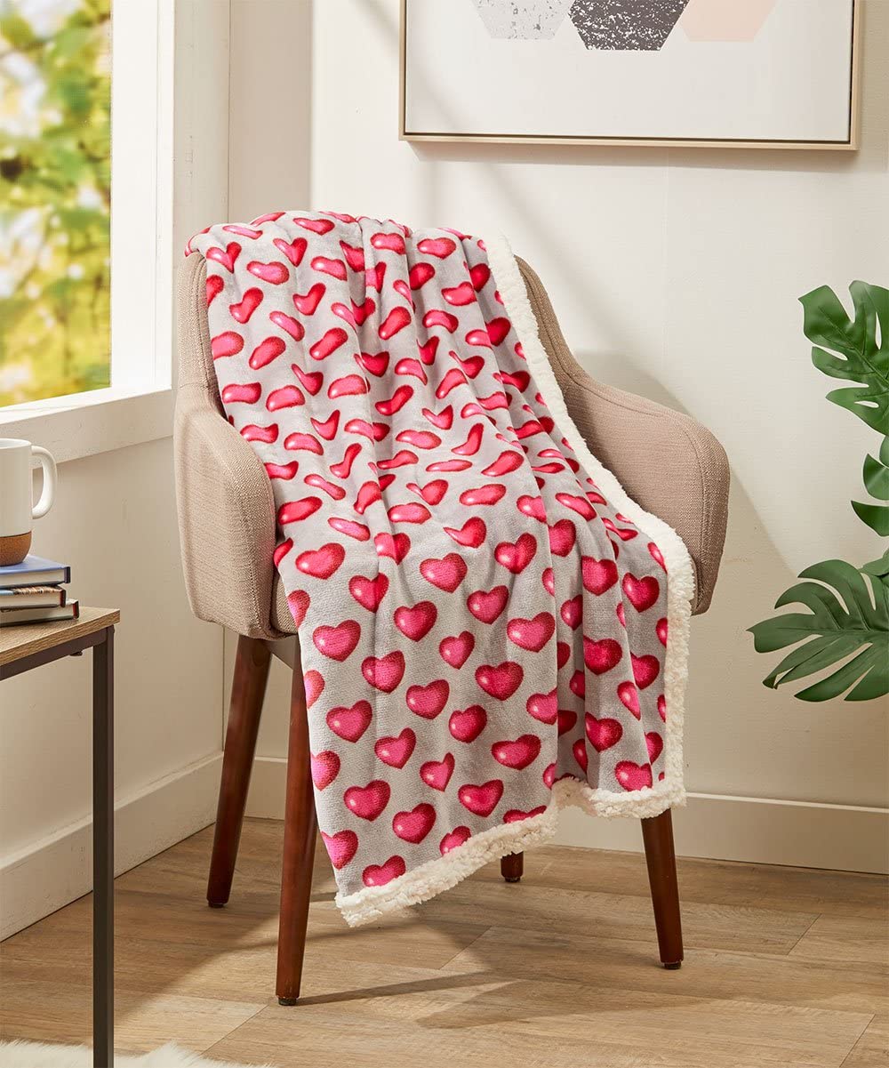 FAITH, HOPE, LOVE HOME DÉCOR Heart Throw Blanket – Ultra Soft Microplush 50"x60" | Washable