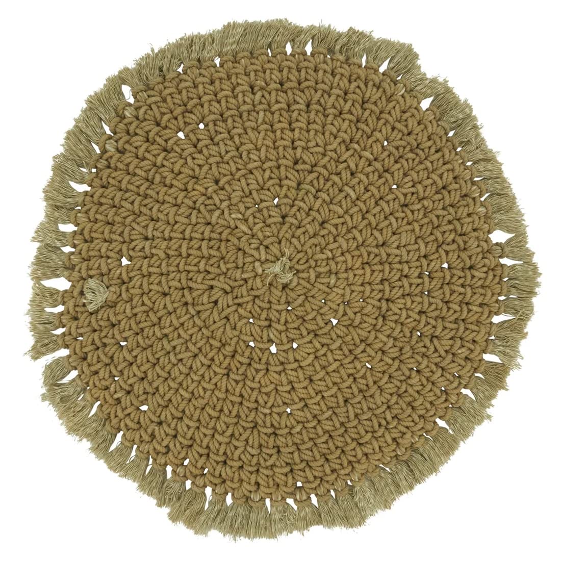 Fennco Styles Macrame Round Placemats for Home, Dining Room, 2 pack