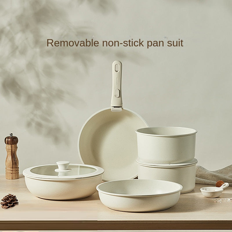 Detachable cookware set, pot, wheat rice stone, flat bottomed , household handle
