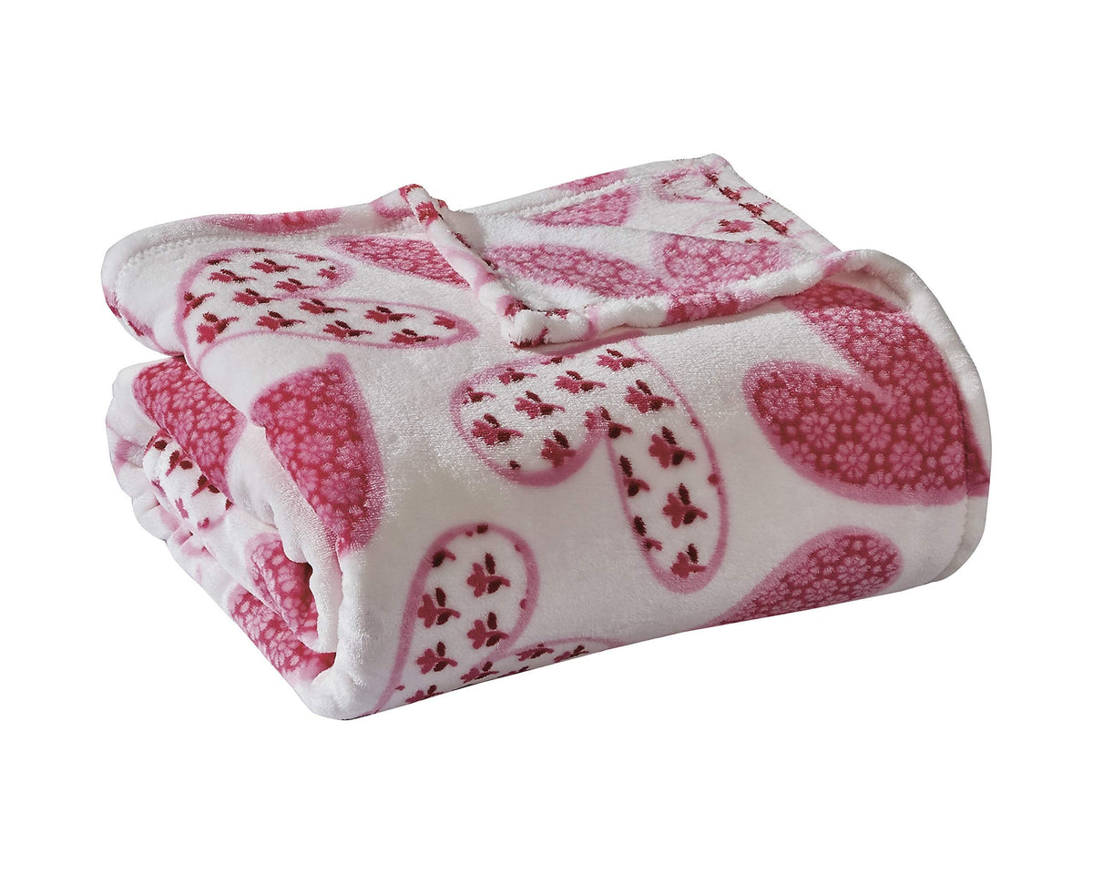 FAITH, HOPE, LOVE HOME DÉCOR Heart Throw Blanket – Ultra Soft Microplush 50"x60" | Washable