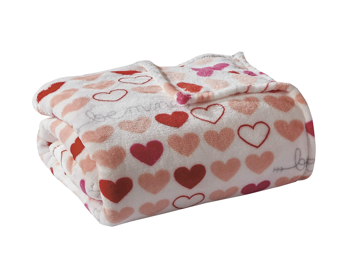 FAITH, HOPE, LOVE HOME DÉCOR Heart Throw Blanket – Ultra Soft Microplush 50"x60" | Washable