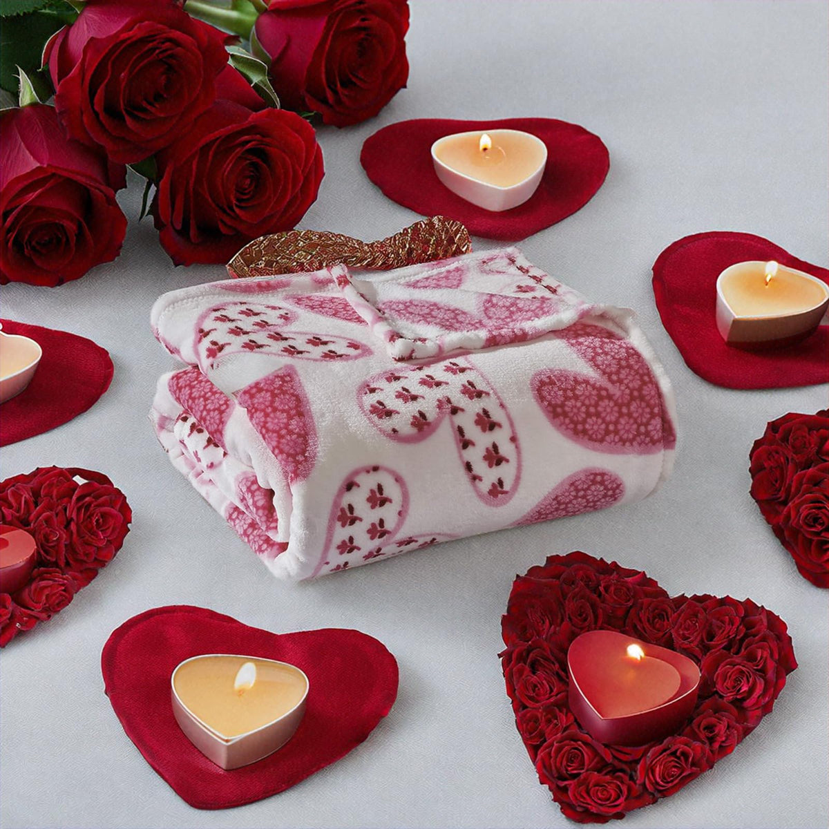 FAITH, HOPE, LOVE HOME DÉCOR Heart Throw Blanket – Ultra Soft Microplush 50"x60" | Washable