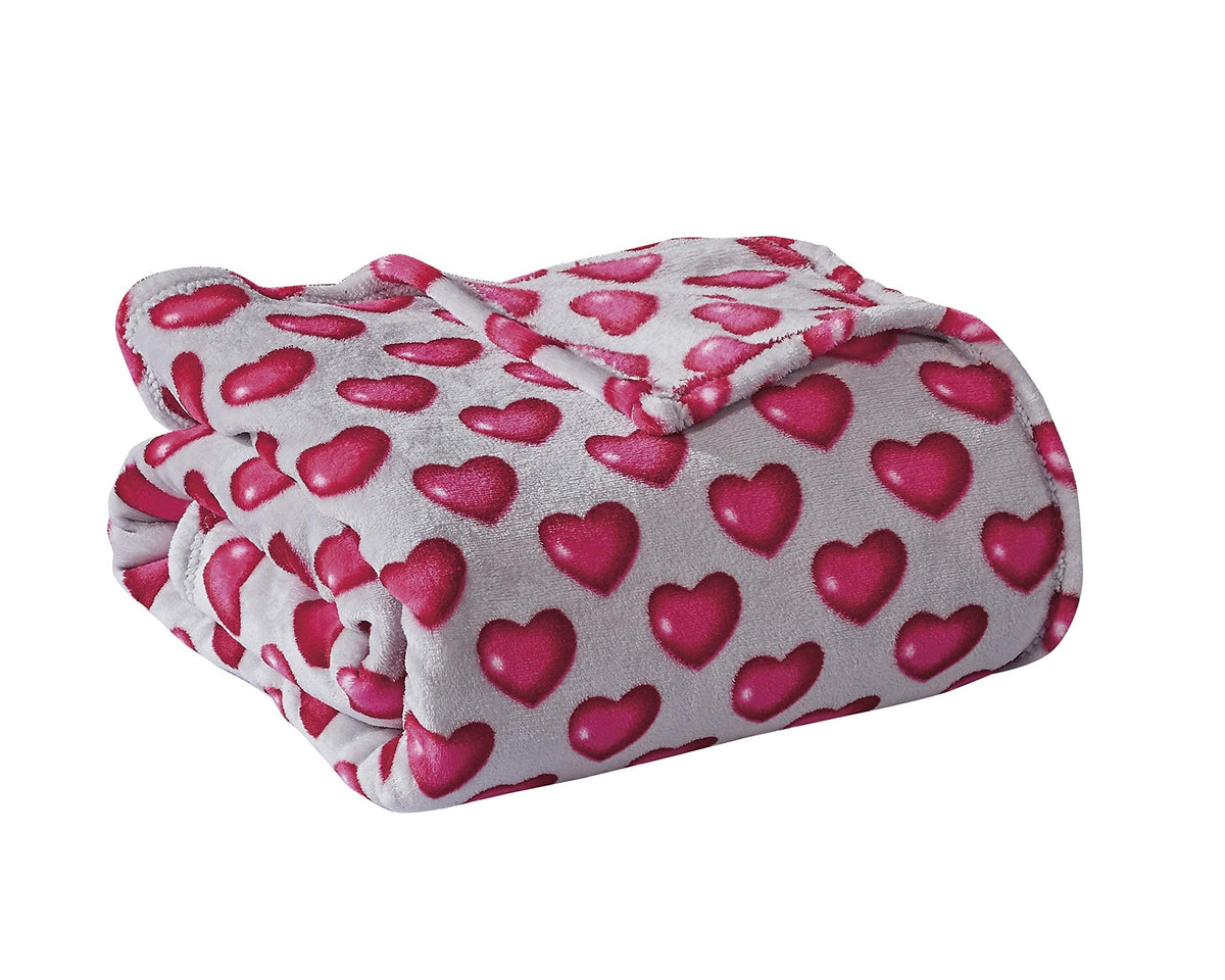 FAITH, HOPE, LOVE HOME DÉCOR Heart Throw Blanket – Ultra Soft Microplush 50"x60" | Washable
