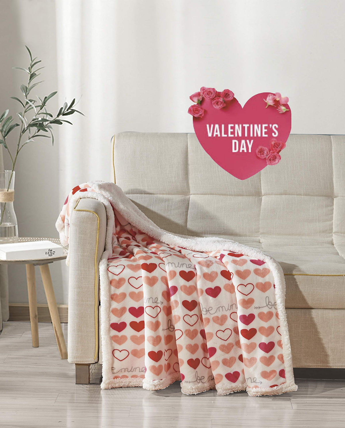 FAITH, HOPE, LOVE HOME DÉCOR Heart Throw Blanket – Ultra Soft Microplush 50"x60" | Washable