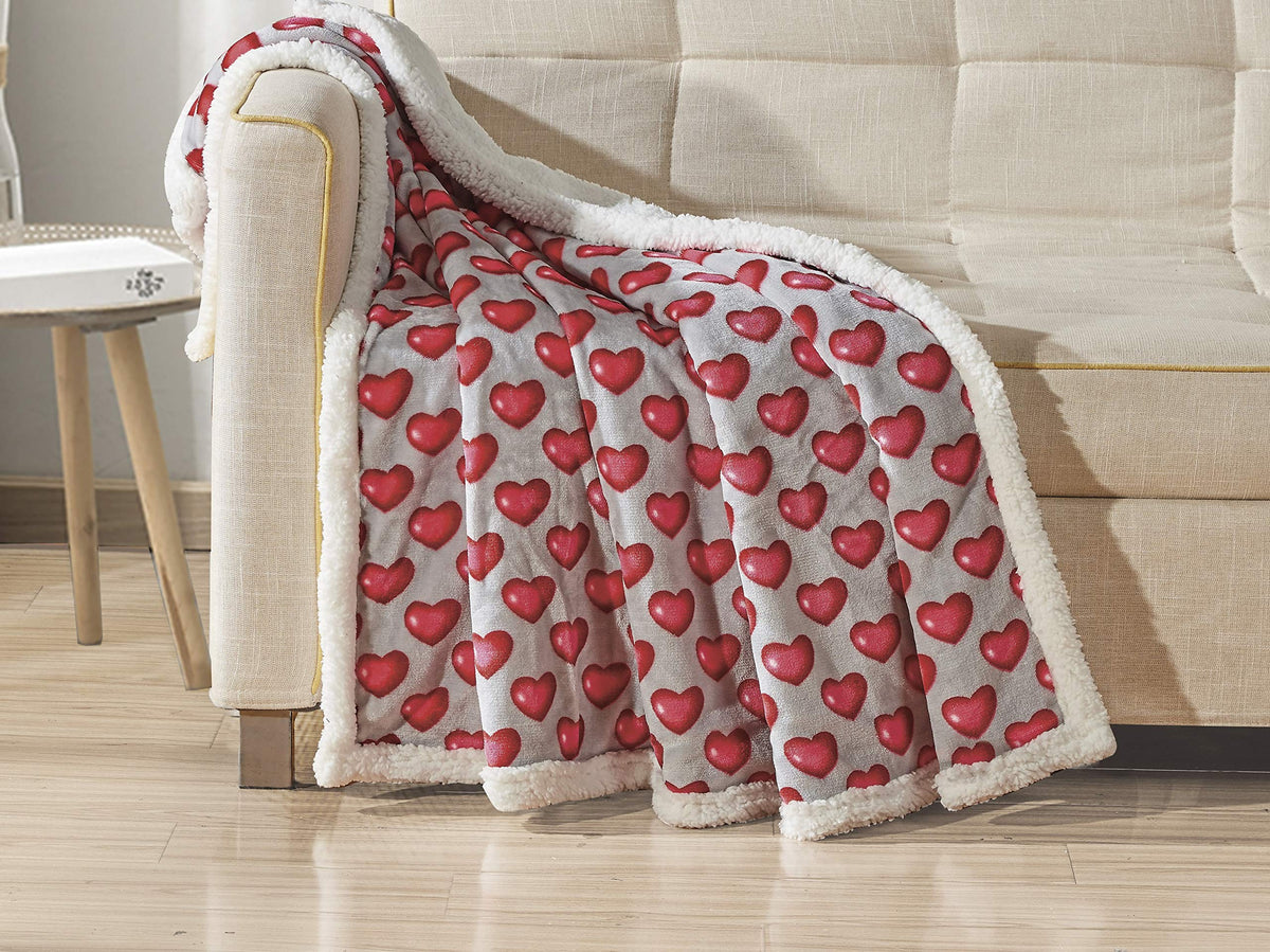 FAITH, HOPE, LOVE HOME DÉCOR Heart Throw Blanket – Ultra Soft Microplush 50"x60" | Washable