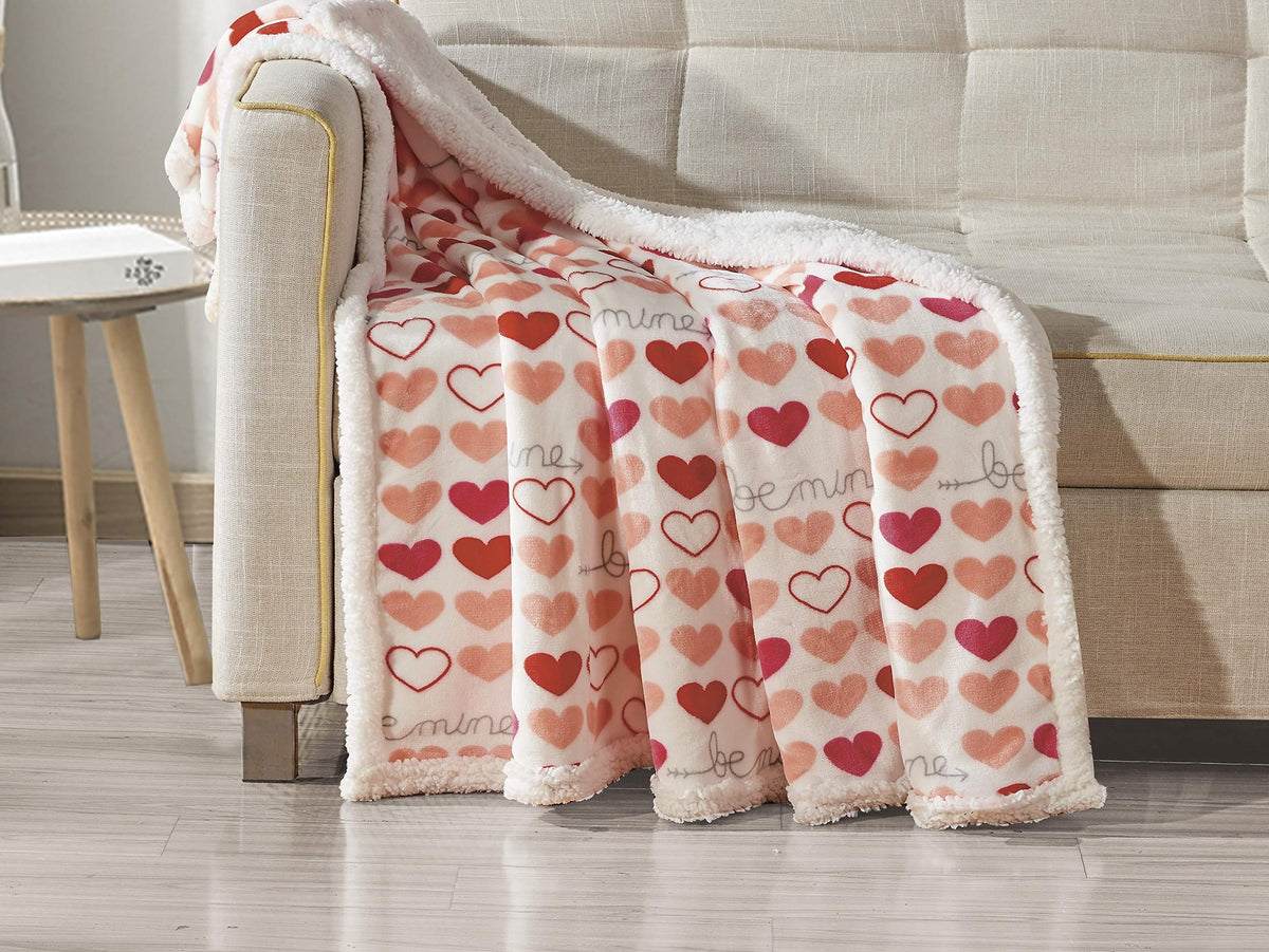 FAITH, HOPE, LOVE HOME DÉCOR Heart Throw Blanket – Ultra Soft Microplush 50"x60" | Washable