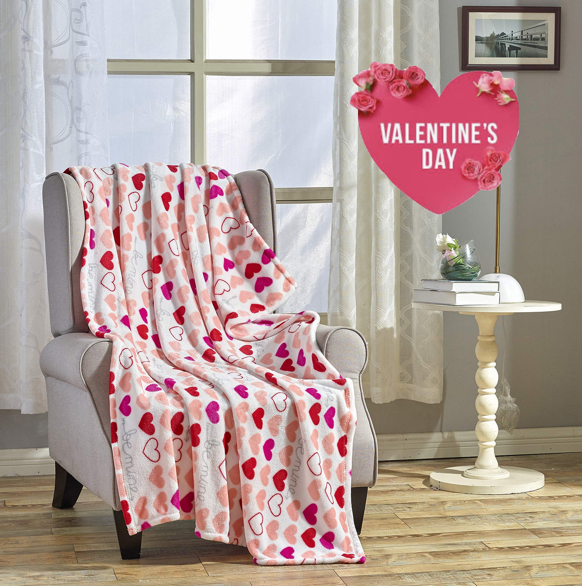 FAITH, HOPE, LOVE HOME DÉCOR Heart Throw Blanket – Ultra Soft Microplush 50"x60" | Washable