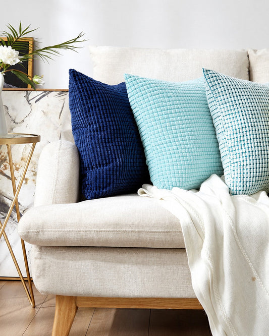 3-Piece blues Coordinated Pillow Bundle with Inserts – square 2 size options – Fancy & Stacy
