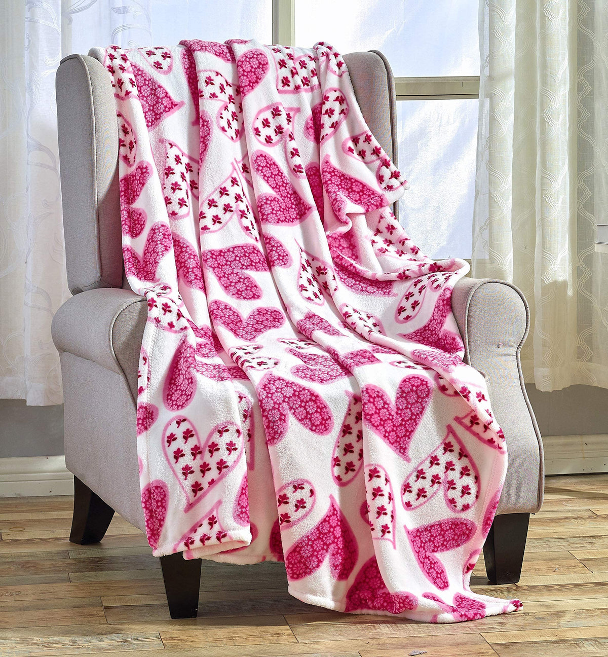 FAITH, HOPE, LOVE HOME DÉCOR Heart Throw Blanket – Ultra Soft Microplush 50"x60" | Washable