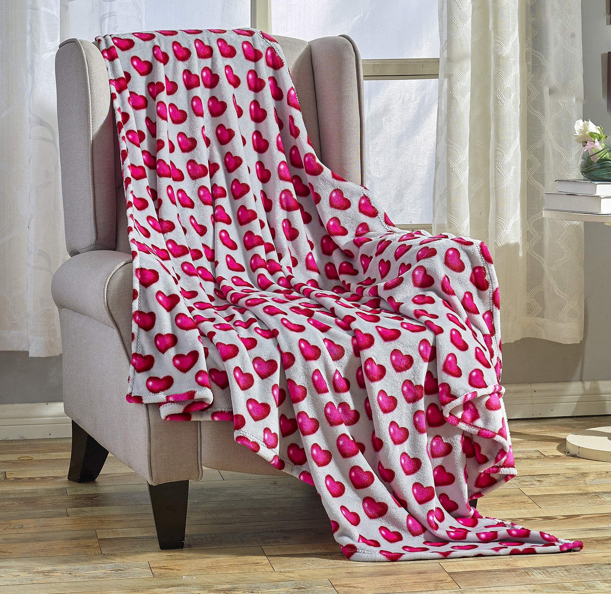 FAITH, HOPE, LOVE HOME DÉCOR Heart Throw Blanket – Ultra Soft Microplush 50"x60" | Washable