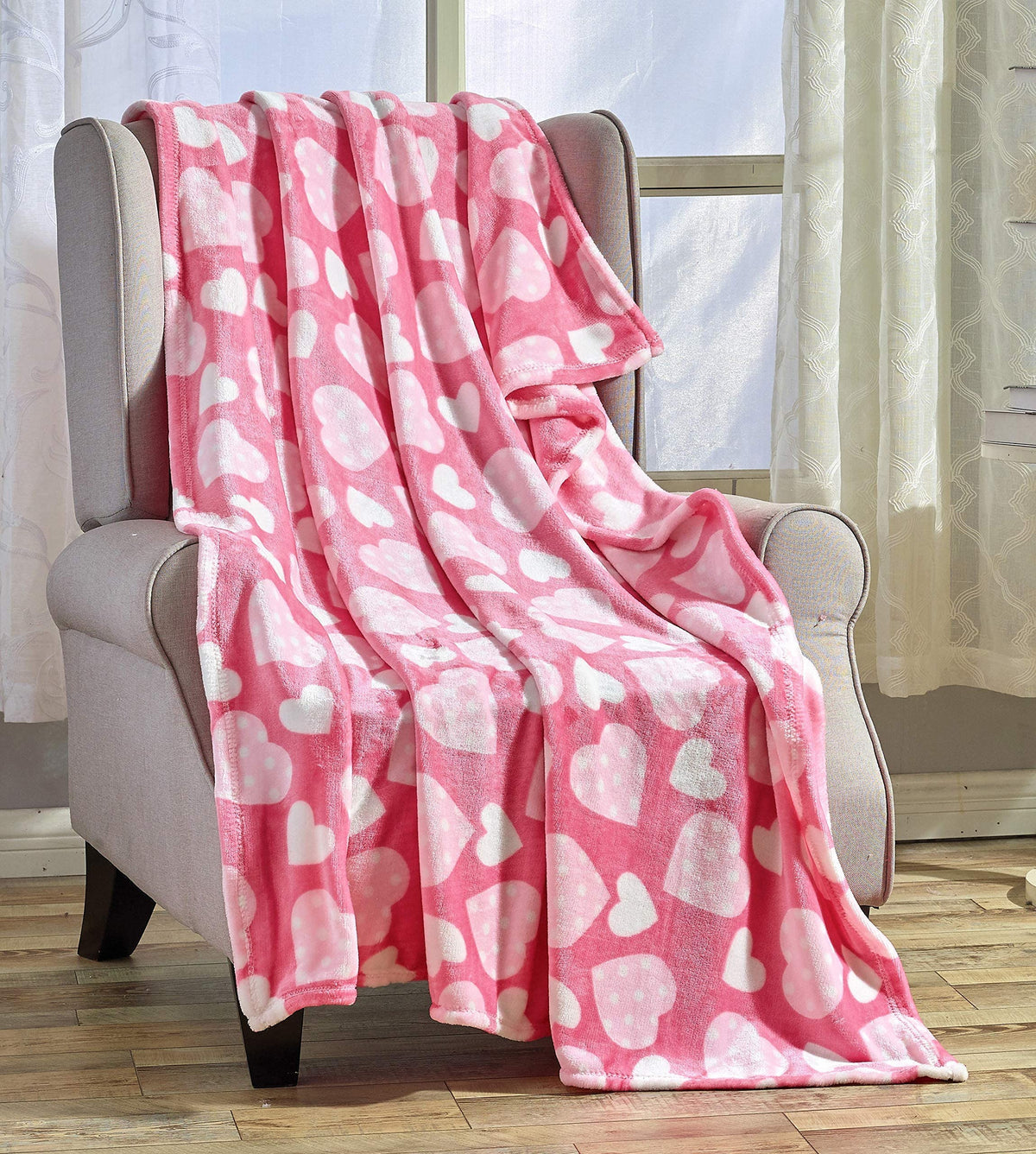 FAITH, HOPE, LOVE HOME DÉCOR Heart Throw Blanket – Ultra Soft Microplush 50"x60" | Washable