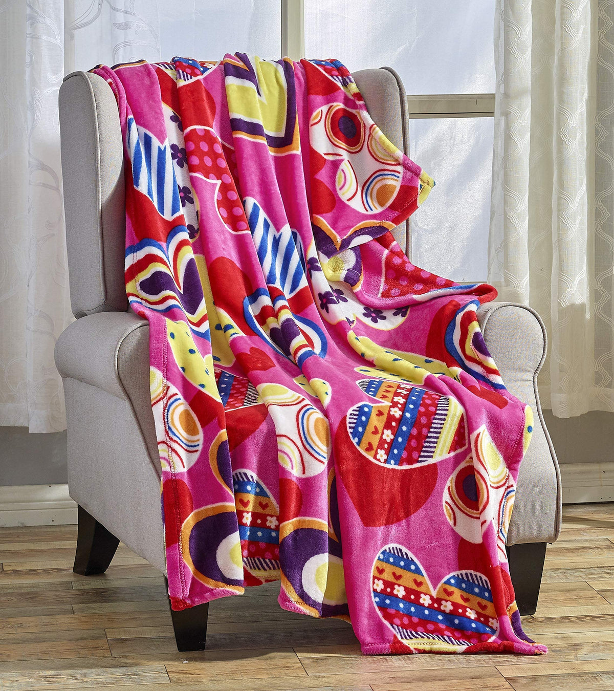 FAITH, HOPE, LOVE HOME DÉCOR Heart Throw Blanket – Ultra Soft Microplush 50"x60" | Washable