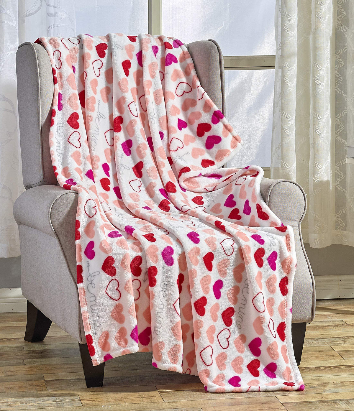 FAITH, HOPE, LOVE HOME DÉCOR Heart Throw Blanket – Ultra Soft Microplush 50"x60" | Washable