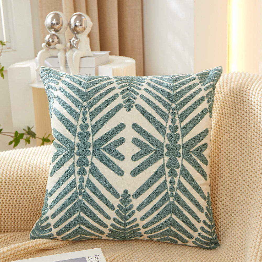 Textured Cotton Blend leaf tropical design Throw Pillow (With insert) size 18"x18"