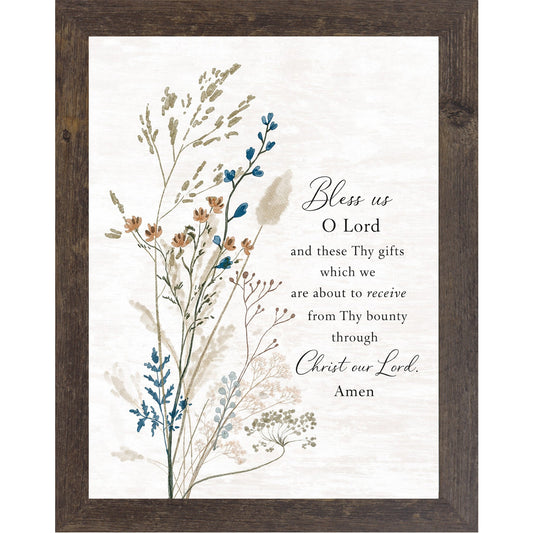 Bless Us O Lord Wall Art – Catholic Meal Prayer Wildflower Floral