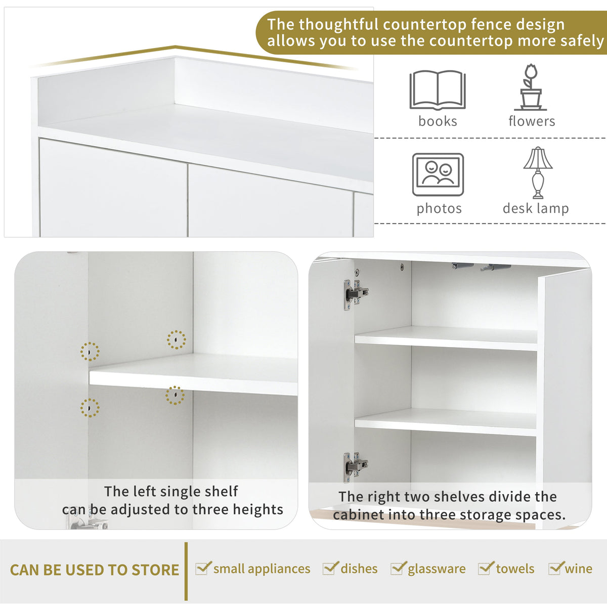 TREXM Modern Sideboard Elegant Buffet Cabinet with Large Storage Space